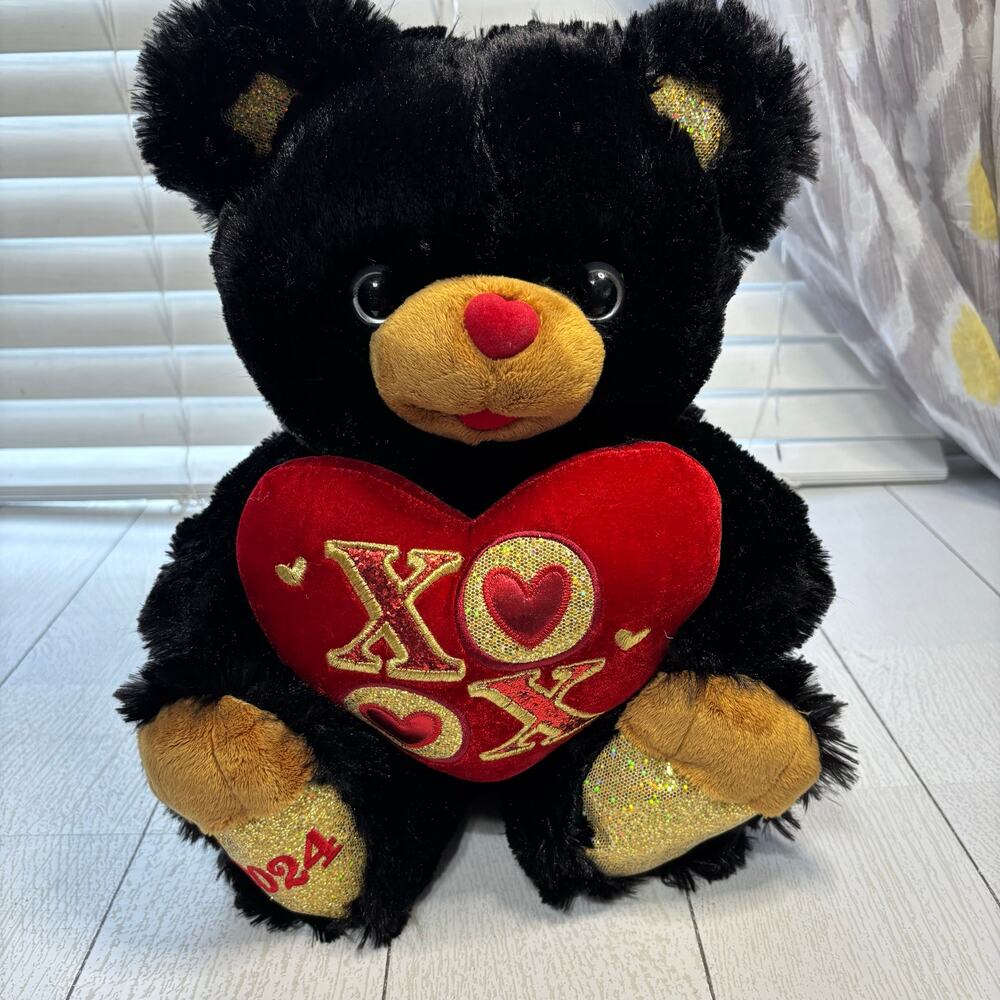 Sweetheart Teddy 2024 XOXO Black Bear Plush Valentine's